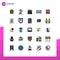 Set of 25 Modern UI Icons Symbols Signs for lock, bank, home, safe, message