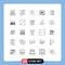 Set of 25 Modern UI Icons Symbols Signs for mind, head, fire, learn, board