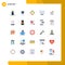 Set of 25 Modern UI Icons Symbols Signs for pc, device, summer, monitor, ramadan