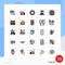 Set of 25 Modern UI Icons Symbols Signs for people, bell, truck, avatar, options