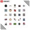Set of 25 Modern UI Icons Symbols Signs for portfolio, employee, male, case, meat