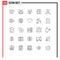 Set of 25 Modern UI Icons Symbols Signs for security, internet, light, communication, management