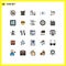 Set of 25 Modern UI Icons Symbols Signs for smart city, clean, clip, monitoring, security