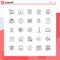 Set of 25 Modern UI Icons Symbols Signs for star, friday, basket, favorite, trash