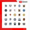 Set of 25 Modern UI Icons Symbols Signs for work, rest, repair, stop work, upload