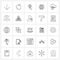 Set of 25 Simple Line Icons of hotel, cloud, medical, camera, global