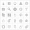 Set of 25 Simple Line Icons of network, cloud, weather, world, leaf