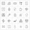 Set of 25 UI Icons and symbols for browser, chart, dollar, cell, messages