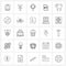 Set of 25 Universal Line Icons of file type, file, up, mirror, face