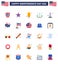 Set of 25 USA Day Icons American Symbols Independence Day Signs for american; location; food; washington; sight