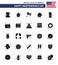 Set of 25 USA Day Icons American Symbols Independence Day Signs for american; muffin; balloons; dessert; america flag