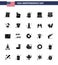 Set of 25 USA Day Icons American Symbols Independence Day Signs for badge; american; alcoholic; cap; liquid