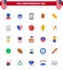 Set of 25 USA Day Icons American Symbols Independence Day Signs for hotdog; ice cream; mobile; food; cold