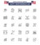 Set of 25 USA Day Icons American Symbols Independence Day Signs for security; hot i; doors; food; hot dog