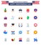 Set of 25 USA Day Icons American Symbols Independence Day Signs for shield; usa; barbeque; food; frise