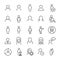 Set of 25 user thin line icons.
