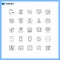 Set of 25 Vector Lines on Grid for computer, search, worker, job, group