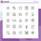 Set of 25 Vector Lines on Grid for cube, paper, time, page, data