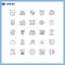 Set of 25 Vector Lines on Grid for sleep, baby, dna, report, financial