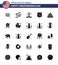 Set of 25 Vector Solid Glyph on 4th July USA Independence Day such as house; place; sports; police; security