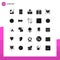 Set of 25 Vector Solid Glyphs on Grid for smartphone, cashless, phone, roi, investment