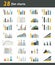 Set of 28 flat charts, diagrams for infographic.