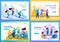 Set 2D Flat concepts, Young people have fun and rejoice, friendship. For Landing page concepts and web