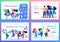 Set 2D Flat concepts Young people have fun and rejoice, friendship. For Landing page concepts and web design