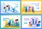 Set 2D Flat concepts, Young people have fun and rejoice, friendship. For Landing page concepts and web design