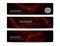 Set of 3 abstract banners. Dark template with shiny wave. Vector banner.