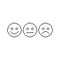 Set 3 basic emotion, sad, flat, smile. Pixel art line icon vector icon illustration