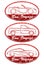 Set of 3 Bon Voyage grunge style oval red rubber stamps with car