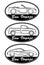 Set of 3 Bon Voyage solid style oval black rubber stamps with ca