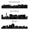 Set of 3 city silhouette in Nevada ( Las Vegas, Reno, Henderson )