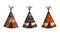Set of 3 colored wigwams. Isolated. The concept for the design. Vector illustration.