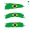 Set of 3 grunge textured flag of Brazil