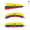 Set of 3 grunge textured flag of Ecuador