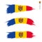 Set of 3 grunge textured flag of Moldova