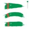 Set of 3 grunge textured flag of Turkmenistan