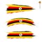Set of 3 grunge textured flag of Uganda