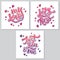 Set of 3 handdrawn phrases: Just you and me, My love, Let's kiss. Hand lettering motivation poster for Valentineâ€™s Day