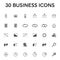 Set of 30 business icons. Business, finance, management, time. Clean and modern vector illustration for design, web.