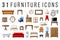 Set of 31 furniture icons