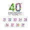 Set 31th to 40th anniversary years abstract triangle modern full color
