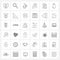 Set of 36 Modern Line Icons of document, data storage, paint, data saving, data