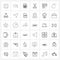 Set of 36 Simple Line Icons of camera, cutter, file, scissor, xlsx