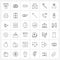 Set of 36 Simple Line Icons for Web and Print such as dental, brush, battery, video, mail