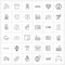 Set of 36 Universal Line Icons of meat, balls, mask, meat, profile