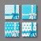 Set of 3d gift boxes with realistic bow in white and blue colors. Dotted and hearts pattern. Decorative elements with