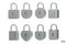 set of 3D iron Padlock icons isolated on white background. Minimal lock icon.